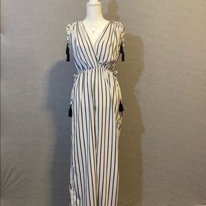 White & Black striped Jumpsuit